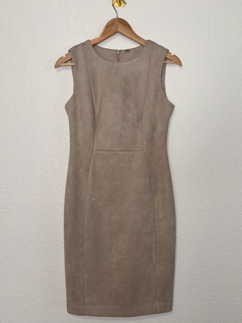 Calvin Klein Taupe Faux Suede Sheath Dress Size 6